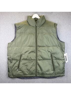NOS Shaver Lake Mens Puffer Vest Green Full Zip Down Quilted Outdoor Jacket XXL